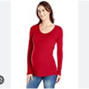 NWT Michael stars Maternity slub school tunic long sleeve shirt top red XS OSFM